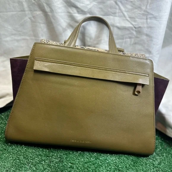 Z-Spoke Zac Posen Green & Burgundy with Snake Skin Pattern Shoulder Bag - Picture 8 of 11